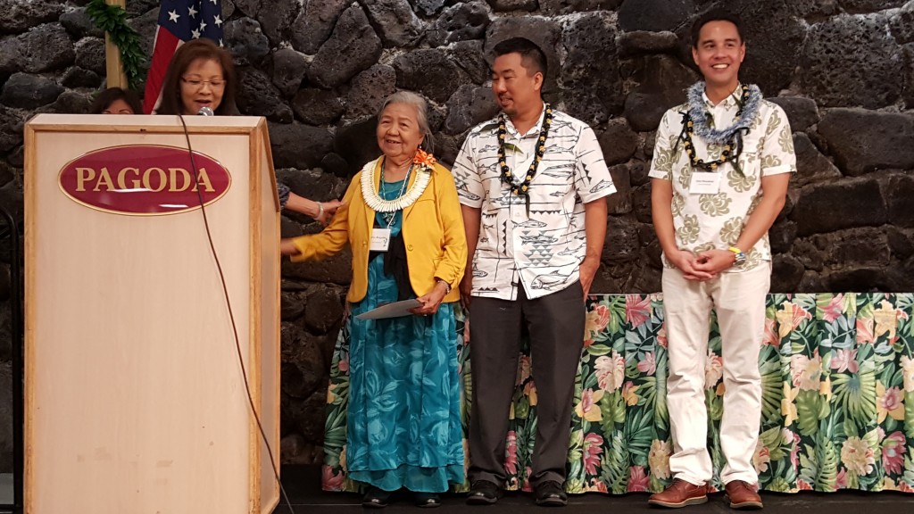 Pictured above is teacher Valerie Endo, 15-year Foster Grandparent volunteer Andrea Bongolan, Corporation for National and community Service State Program Director Derrick Ariyoshi, and Honolulu City Council Member Joey Manahan.